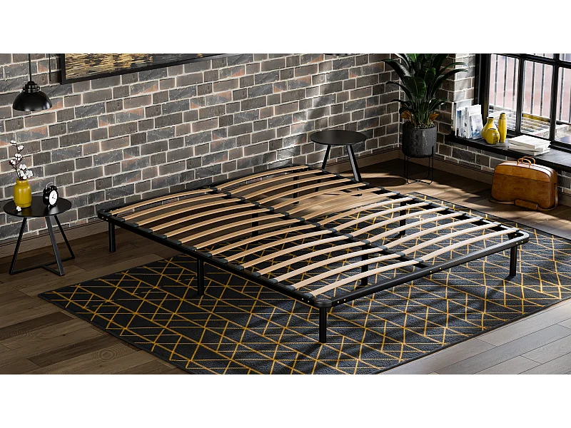 Somier de láminas 90x190 cm Estructura sólida de metal negro Alta calidad - Cómodo Douce Lune®