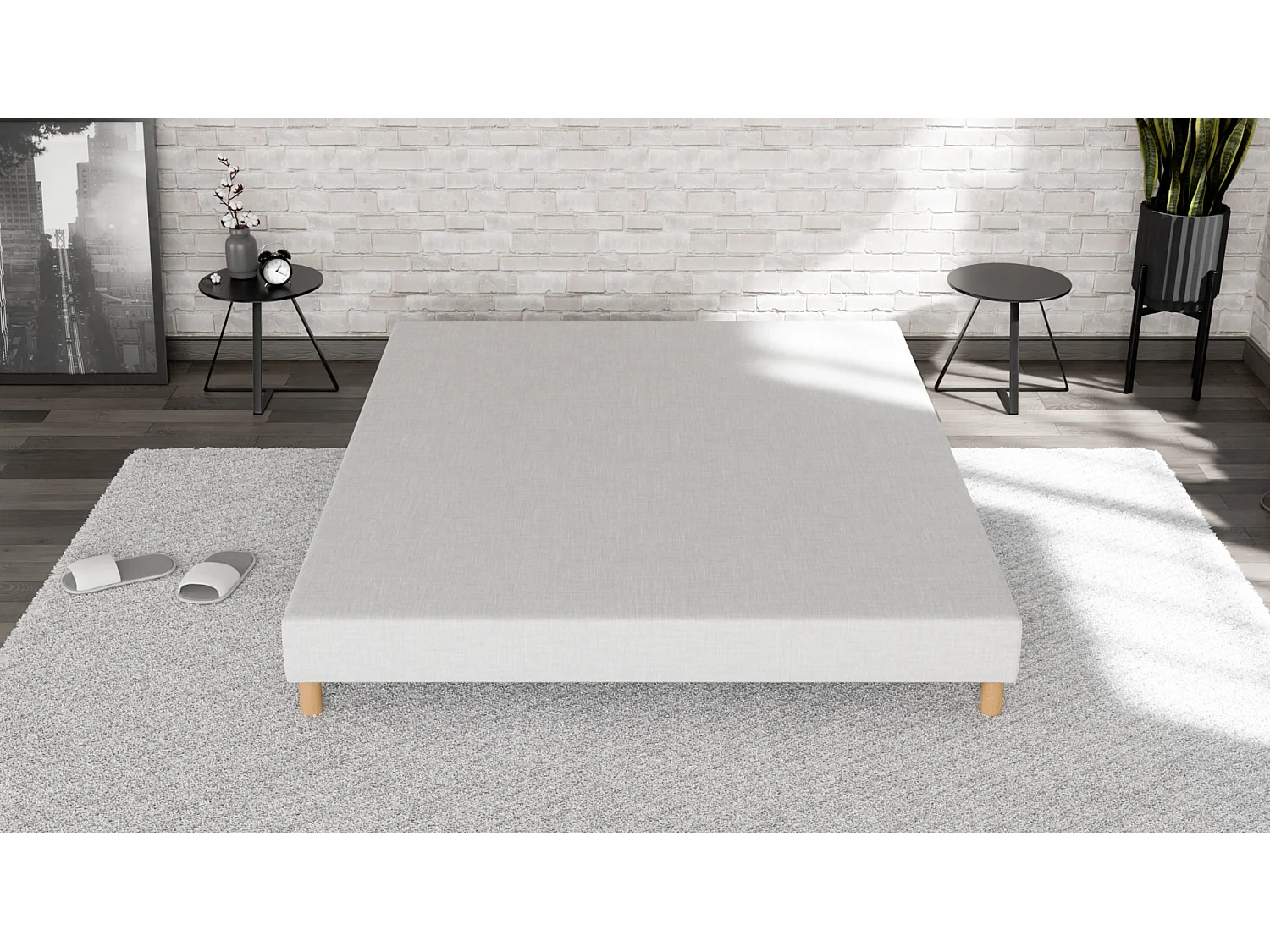 Box Spring Estofado 160x 200 - Madeira de Pinho Reforçada - Faia Maciça - Branco - Estrutura Sólida de Qualidade - Confortável Douce Lune®