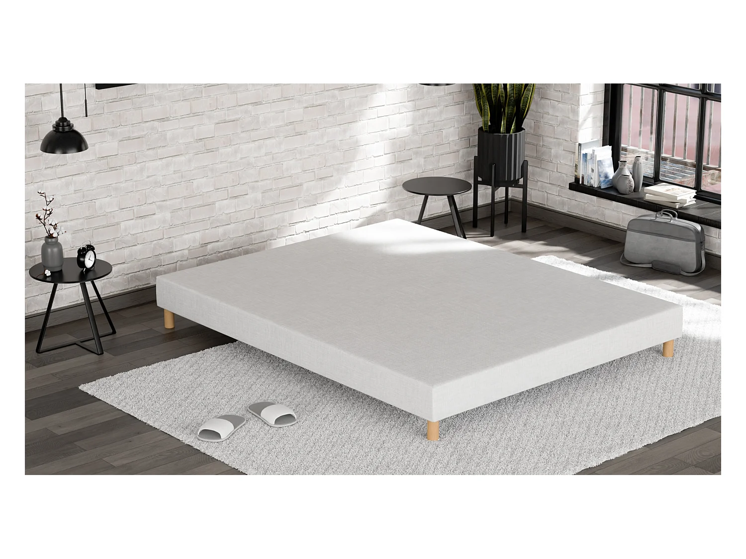 Sommier Tapissier 160x200 - Bois de Pin Renforcé - Hêtre Massif - Blanc - Structure Solide de Qualité - Anti-bruit - Confortable et Résistant - Douce Lune