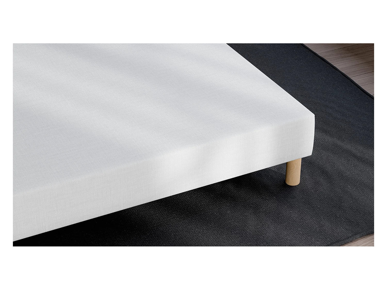 Gestoffeerde boxspring 160x 200 - Verstevigd grenenhout - Massief beuken - Wit - Stevige kwaliteitsstructuur - Comfortabel Douce Lune®