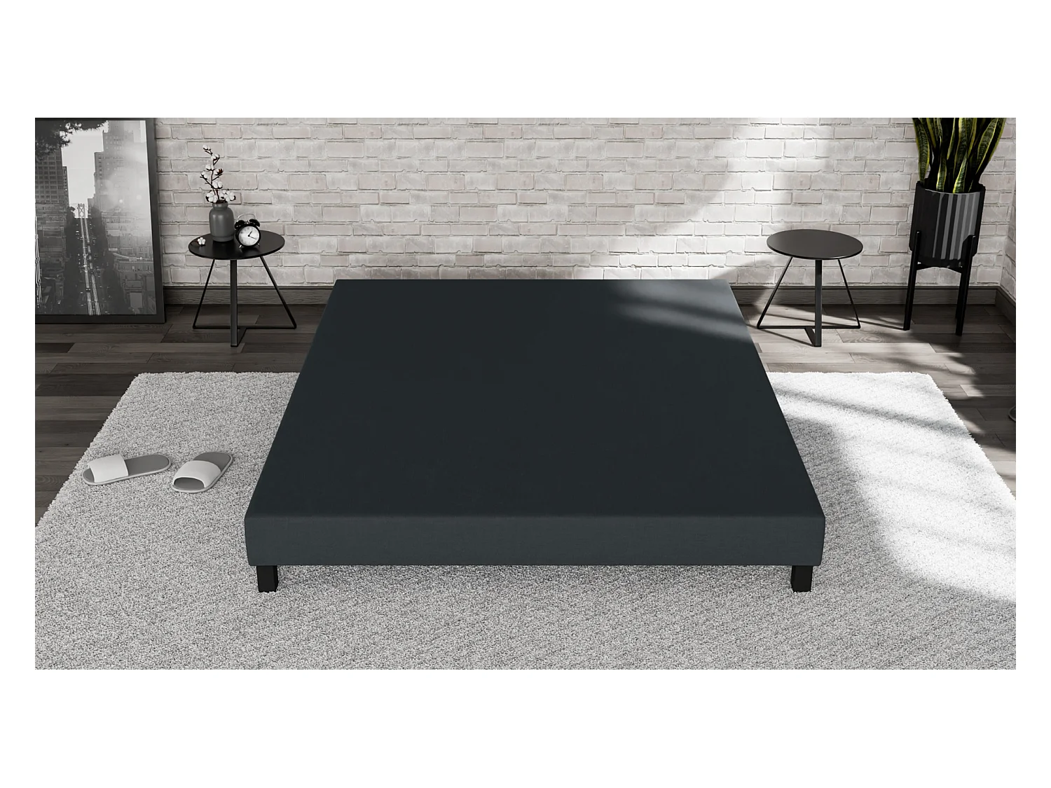 Rete imbottita 90x 200 - Legno di pino rinforzato - Faggio massiccio - Antracite - Struttura solida di qualità - Confortevole Douce Lune®