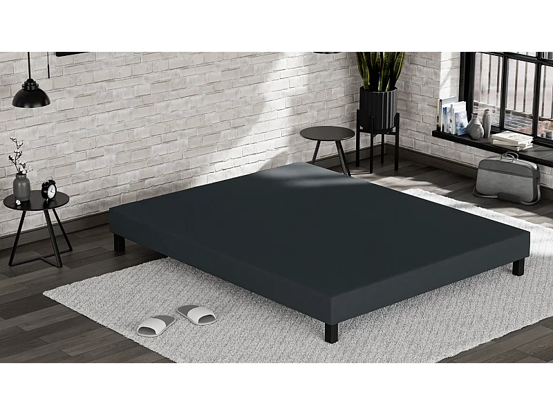 Rete imbottita 90x 200 - Legno di pino rinforzato - Faggio massiccio - Antracite - Struttura solida di qualità - Confortevole Douce Lune®