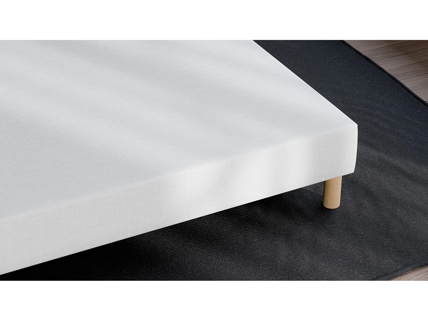 Gestoffeerde boxspring 90x 190 - Verstevigd grenenhout - Massief beuken - Wit - Stevige kwaliteitsstructuur - Comfortabel Douce Lune®