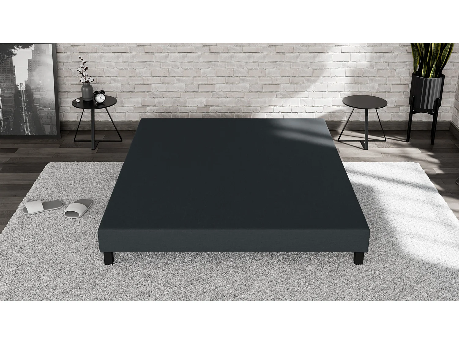 Sommier Tapissier 90x190 - Bois de Pin Renforcé - Hêtre Massif - Anthracite - Solides de Qualité - Anti-bruit - Confortable et Résistant - Douce Lune