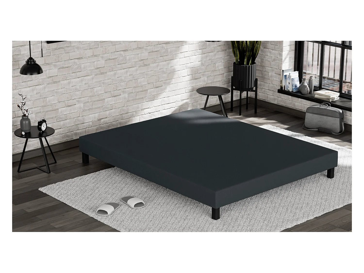 Sommier Tapissier 90x190 - Bois de Pin Renforcé - Hêtre Massif - Anthracite - Solides de Qualité - Anti-bruit - Confortable et Résistant - Douce Lune