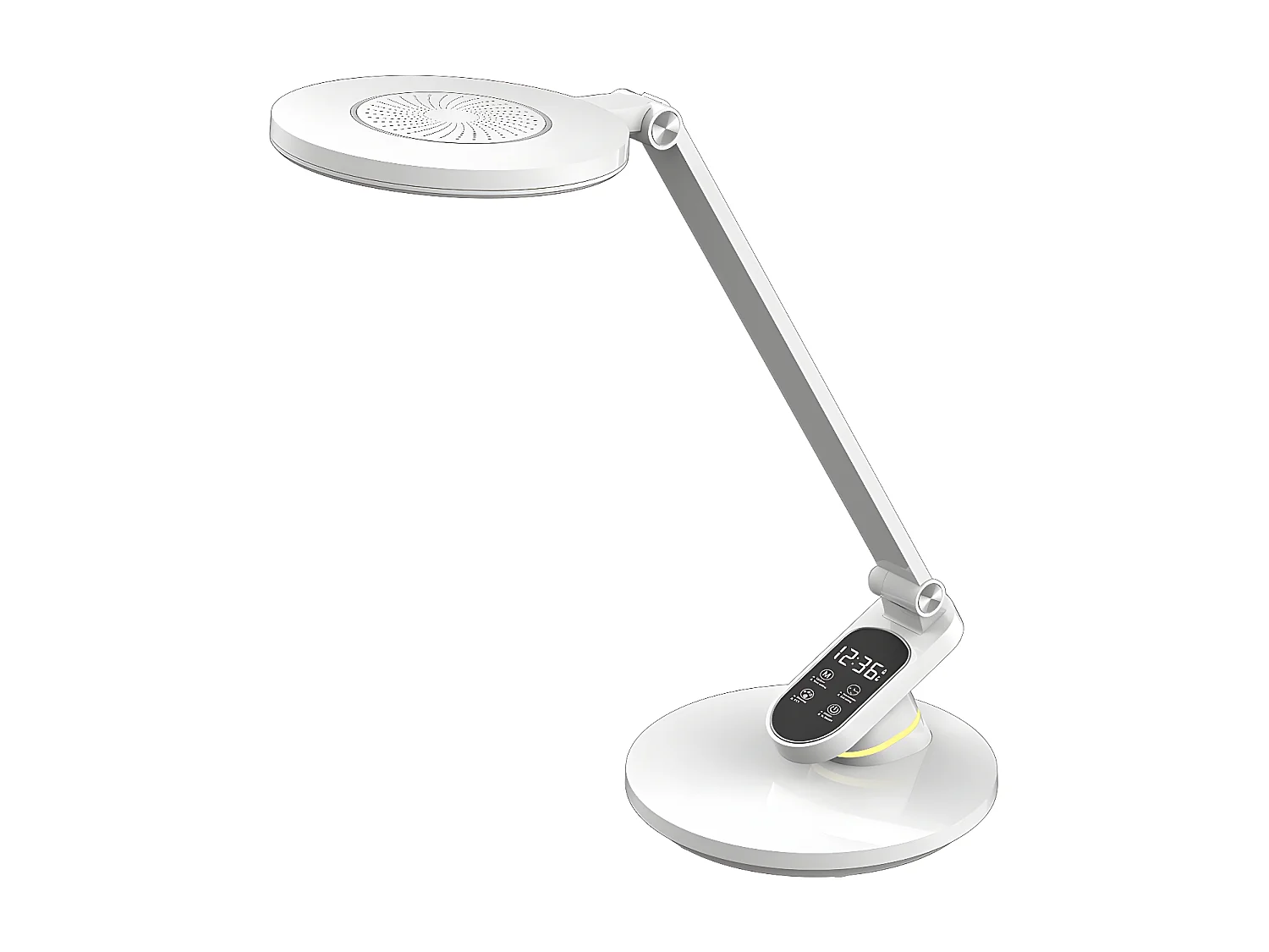 HAMLET blanc led dimmable touch flexo avec horloge et alarme FABRILAMP