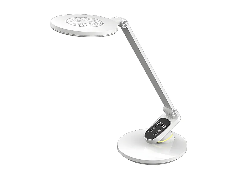 HAMLET blanc led dimmable touch flexo avec horloge et alarme FABRILAMP