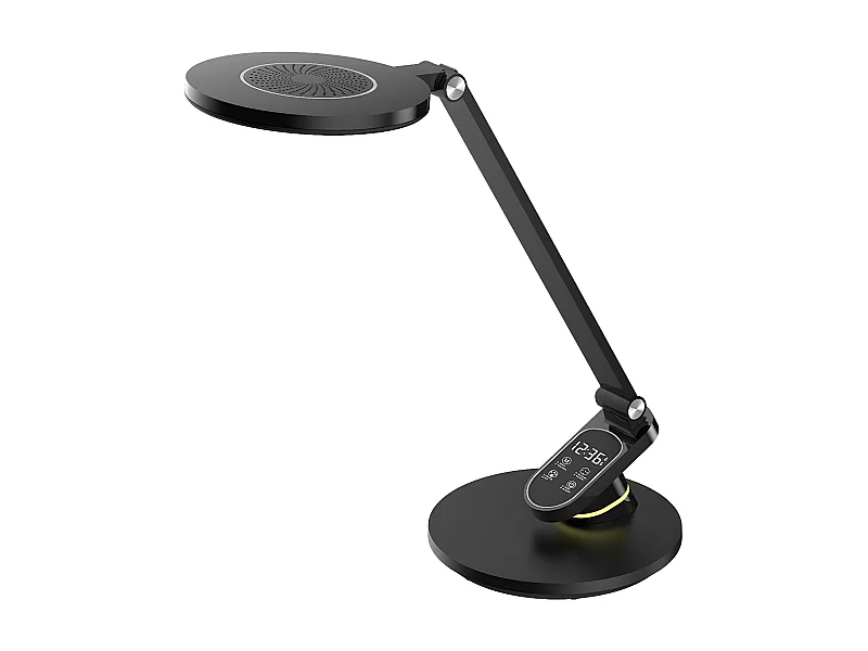 HAMLET noir led dimmable touch flexo avec horloge et alarme FABRILAMP