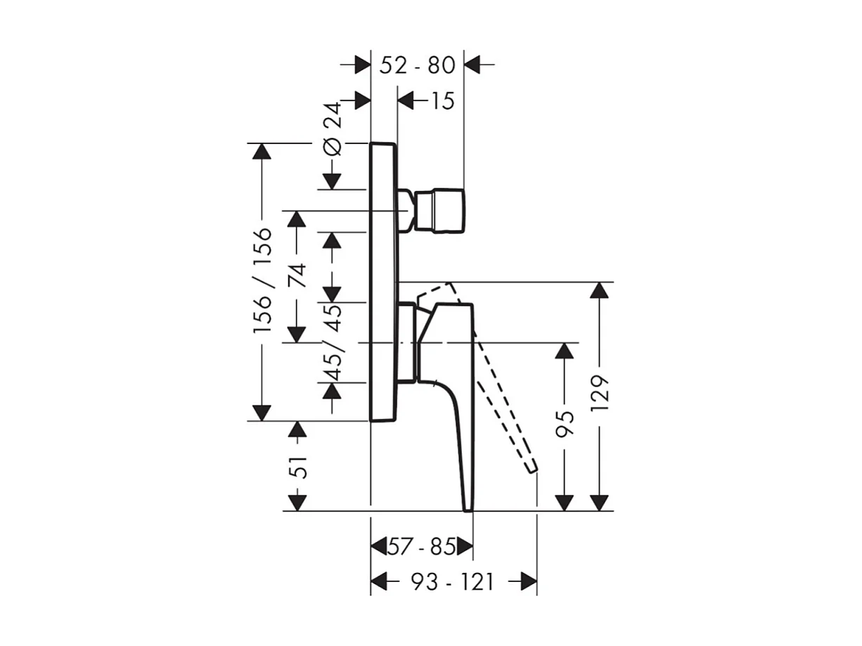 Façade mitigeur bain douche encastré 2 sorties HANSGROHE Metropol aspect doré poli
