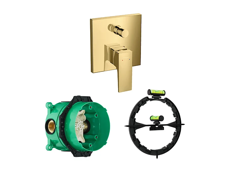 HANSGROHE Façade Metropol mitigeur bain douche encastré Aspect doré poli avec corps encastré et outil