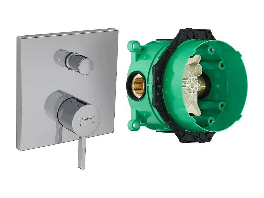 Façade robinet encastré mécanique HANSGROHE Finoris 2 sorties Chromé + Corps encastré universel iBox