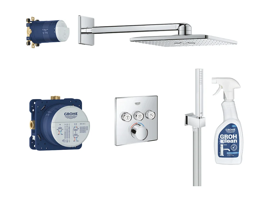 GROHE Ensemble douche encastrable SmartControl avec nettoyant robinetterie GrohClean