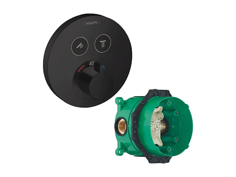 HANSGROHE Facade pour mitigeur thermostatique encastré ShowerSelect S avec 2 fonctions noir mat  avec Corps encastré