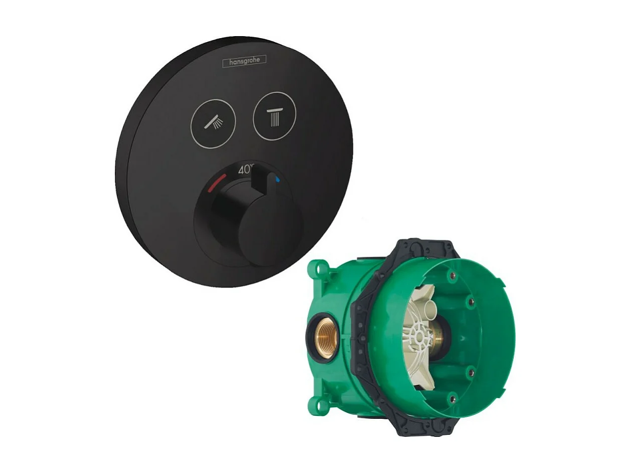 HANSGROHE Facade pour mitigeur thermostatique encastré ShowerSelect S avec 2 fonctions noir mat  avec Corps encastré