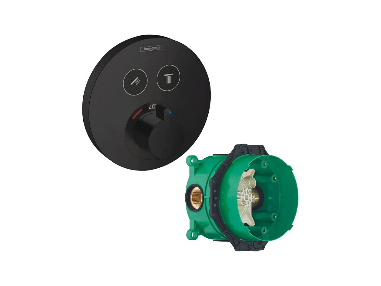 HANSGROHE Facade pour mitigeur thermostatique encastré ShowerSelect S avec 2 fonctions noir mat  avec Corps encastré