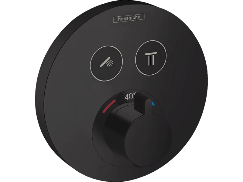 HANSGROHE Facade pour mitigeur thermostatique encastré ShowerSelect S avec 2 fonctions noir mat  avec Corps encastré