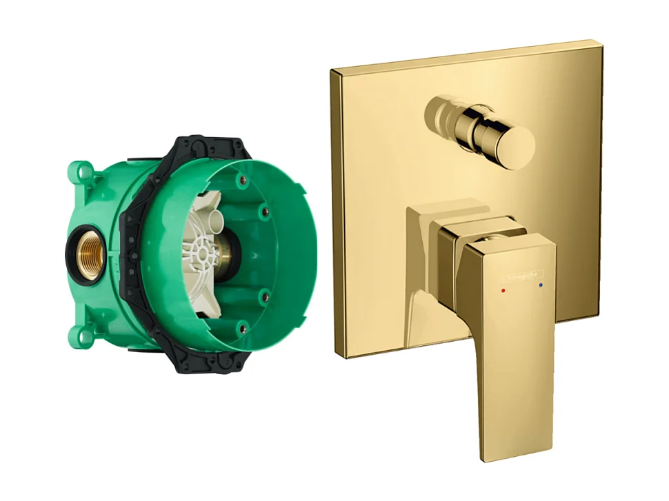 HANSGROHE Façade Metropol pour mitigeur bain douche encastré Aspect doré poli avec corps encastré