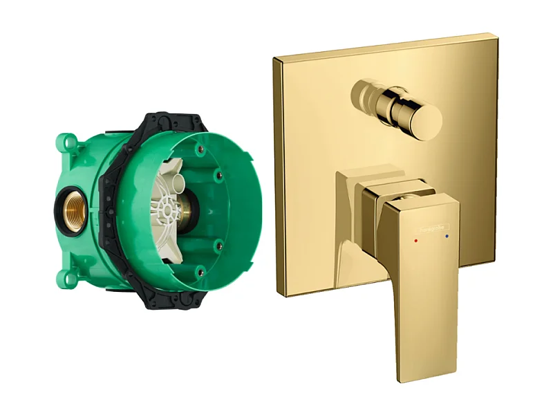 HANSGROHE Façade Metropol pour mitigeur bain douche encastré Aspect doré poli avec corps encastré