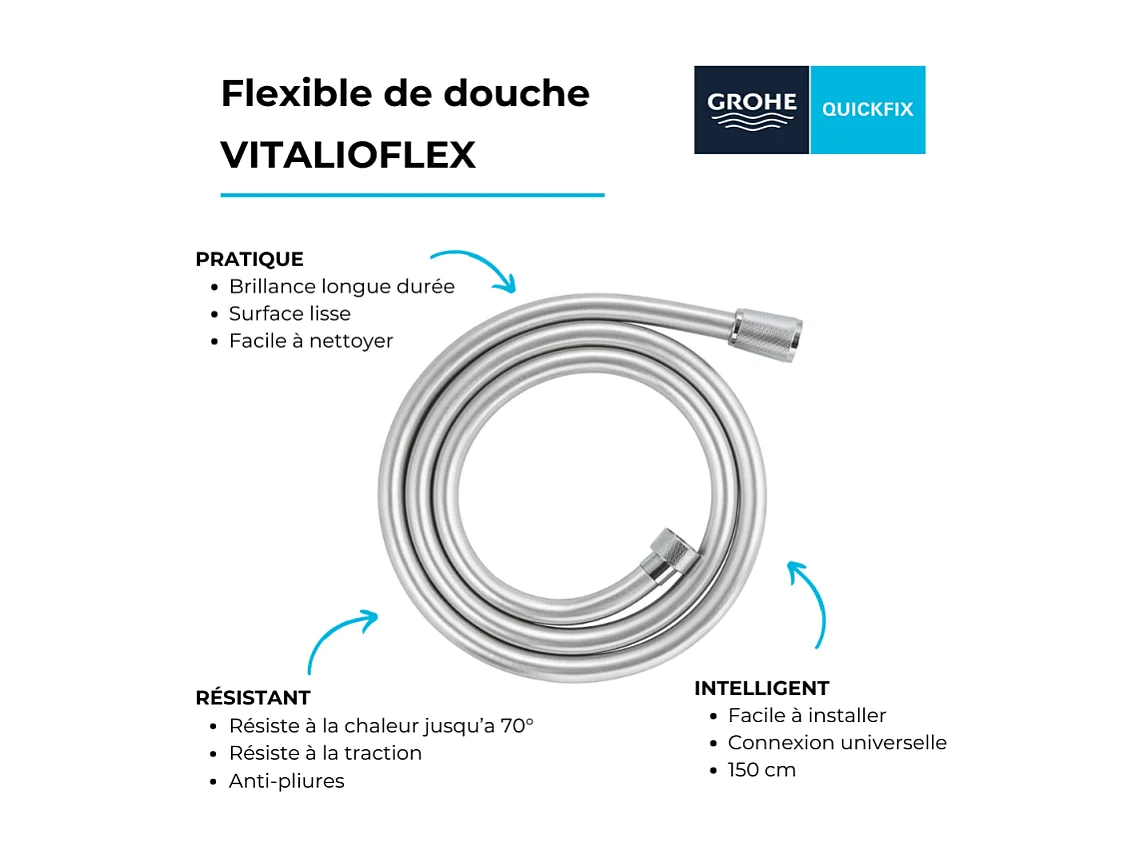 GROHE Quickfix VitalioFlex flexo de ducha 150 cm cromado