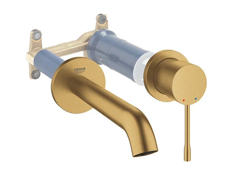 Grohe Façade Essence Mitigeur monocommande 2 trous lavabo Taille M Cool Sunrise brossé+corps encastré