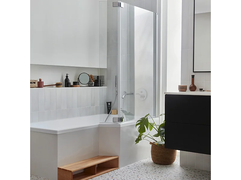 Pack baignoire bain douche 160 x 90  JACOB DELAFON Neo version droite + pare bain chromé