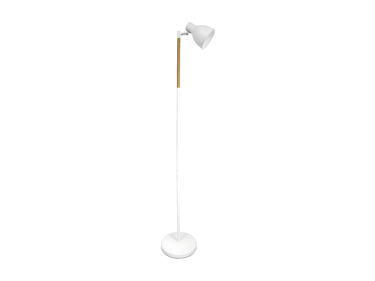 AFOCAR lampadaire E27 en hêtre blanc avec tête FABRILAMPorientable