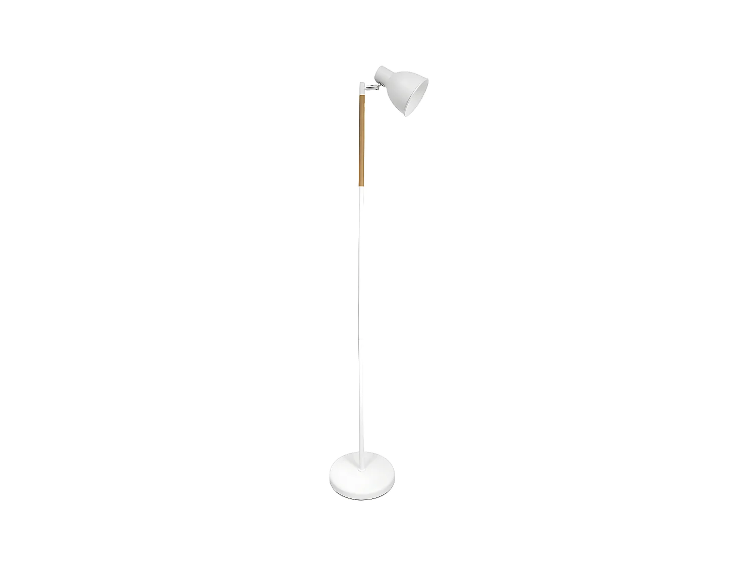 AFOCAR lampadaire E27 en hêtre blanc avec tête FABRILAMPorientable