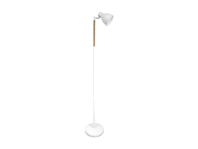 AFOCAR lampadaire E27 en hêtre blanc avec tête FABRILAMPorientable