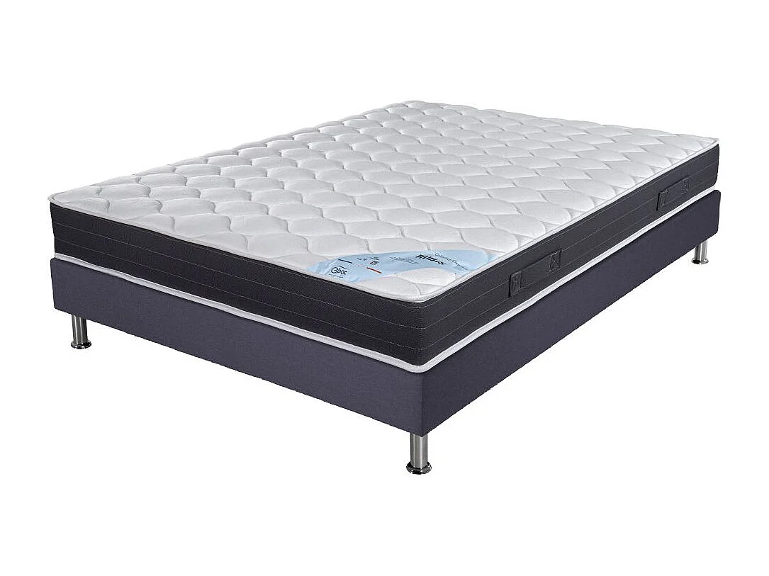 Matelas ressort + Sommier Omega Volcan 160x200 Rubis - H. 21 cm - Soutien très ferme