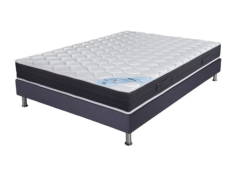 Matelas ressort + Sommier Omega Volcan 160x200 Rubis - H. 21 cm - Soutien très ferme