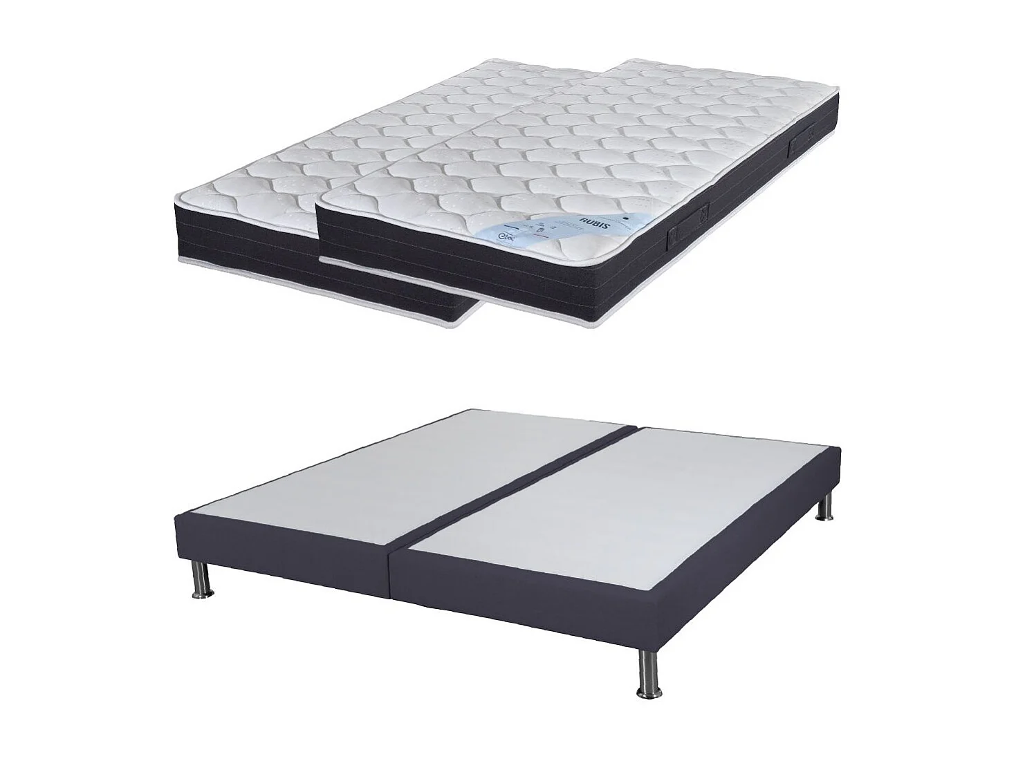 Matelas ressort + Sommier SR15 Volcan 2x90x190 Rubis - H. 21 cm - Soutien très ferme
