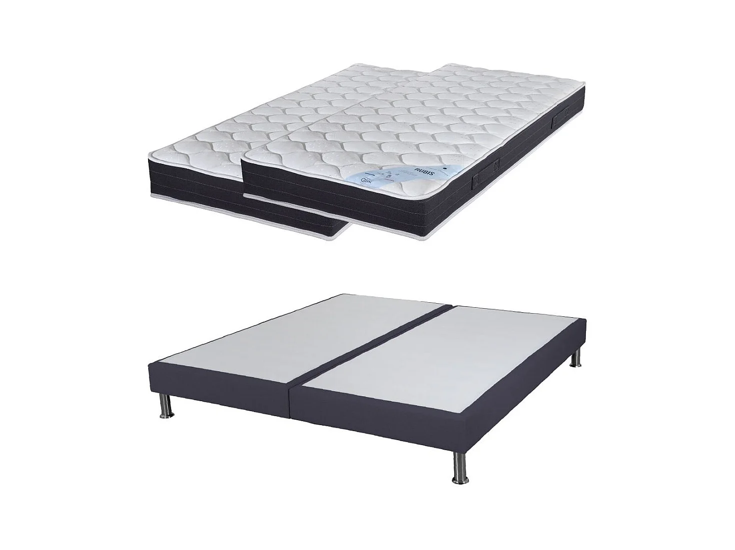 Matelas ressort + Sommier SR15 Volcan 2x90x200 Rubis - H. 21 cm - Soutien très ferme