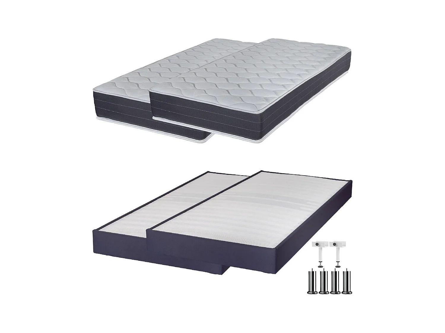Matelas ressort + Sommier Omega Volcan 2x90x190 Rhodes - H. 24 cm - Soutien ferme