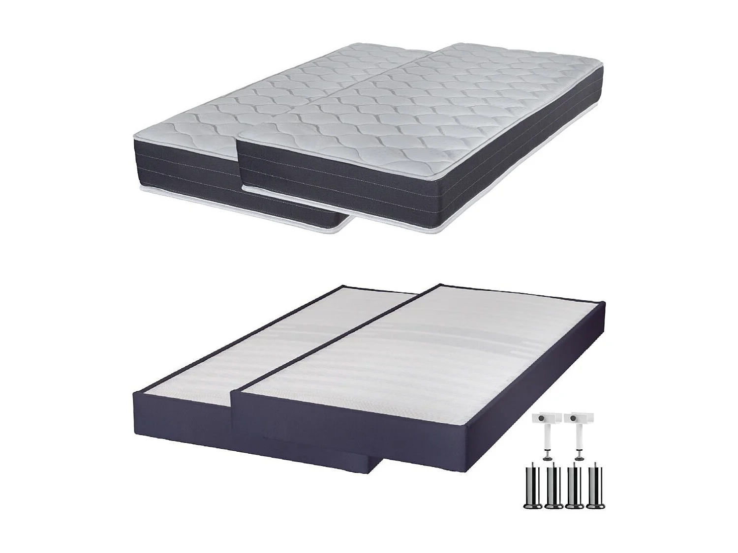 Matelas ressort + Sommier Omega Volcan 2x90x190 Rhodes - H. 24 cm - Soutien ferme