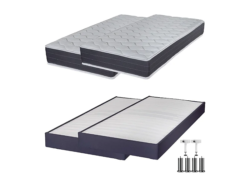 Matelas ressort + Sommier Omega Volcan 2x90x190 Rhodes - H. 24 cm - Soutien ferme