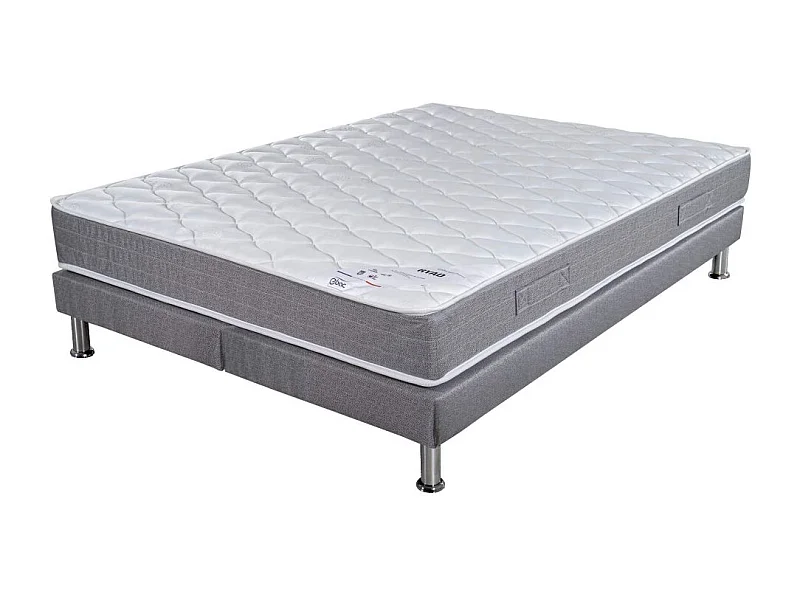 Matelas ressort + Sommier Gris clair 2x90x190 Ryad - Hauteur 20 cm - Soutien très ferme