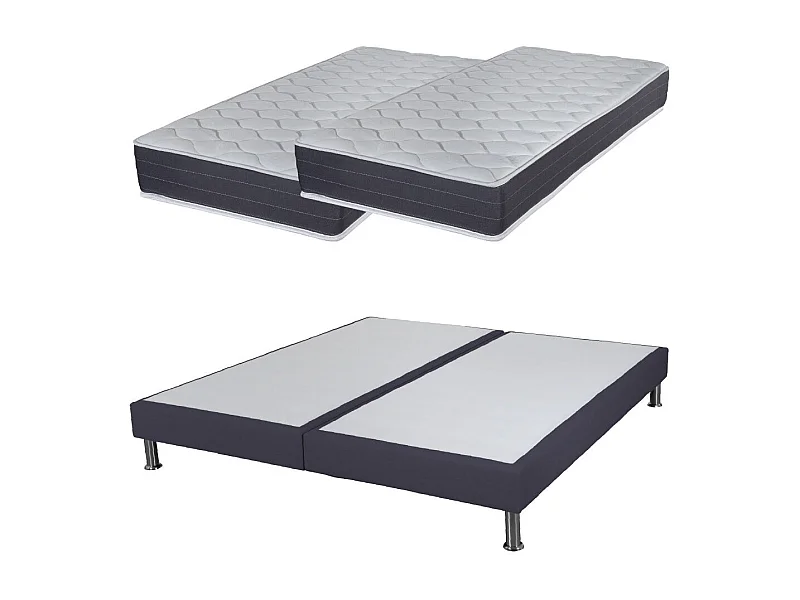 Matelas ressort + Sommier SR15 Volcan 2x90x190 Rhodes - H. 24 cm - Soutien ferme