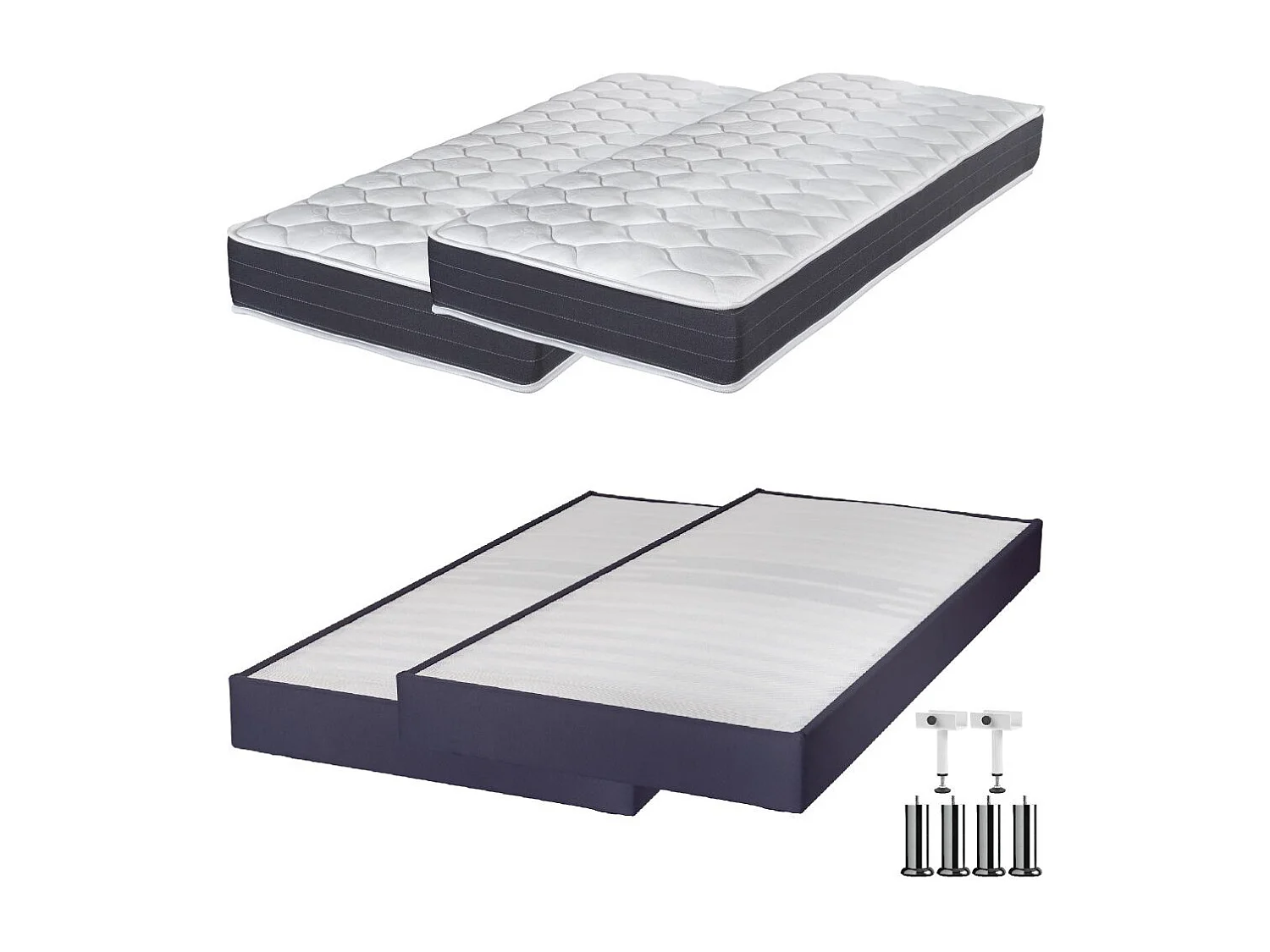 Matelas ressort + Sommier Omega Volcan 2x90x190 Record - H. 20 cm - Soutien ferme