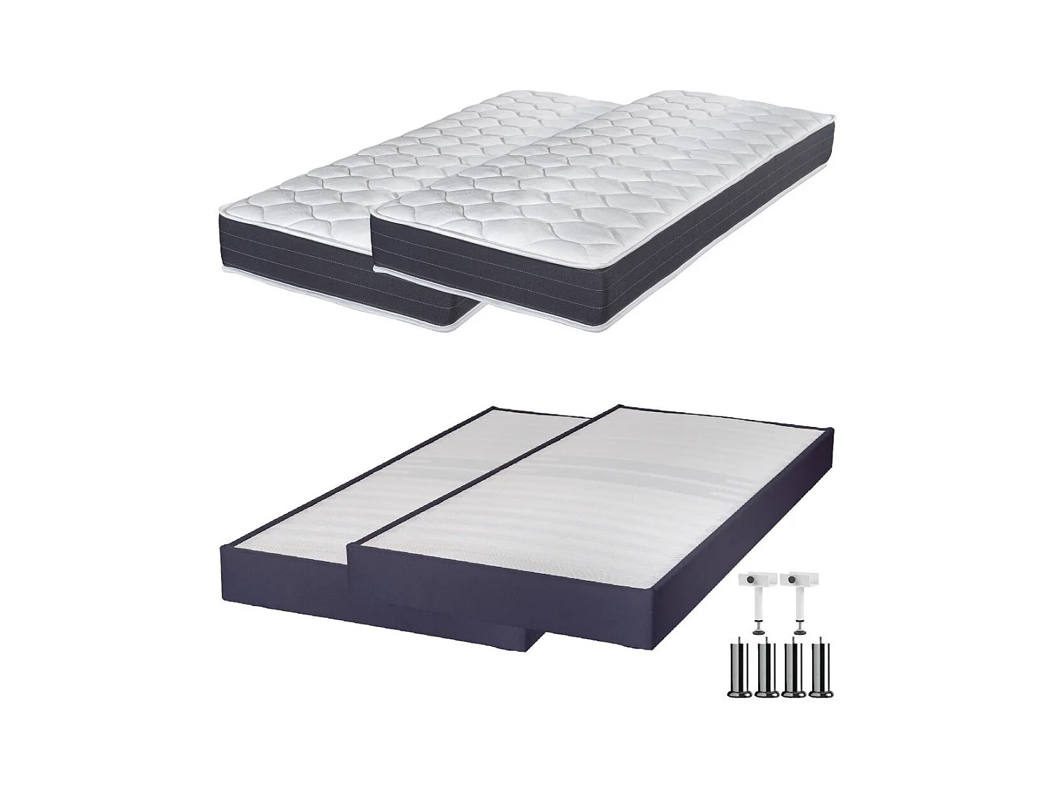 Matelas ressort + Sommier Omega Volcan 2x90x190 Record - H. 20 cm - Soutien ferme