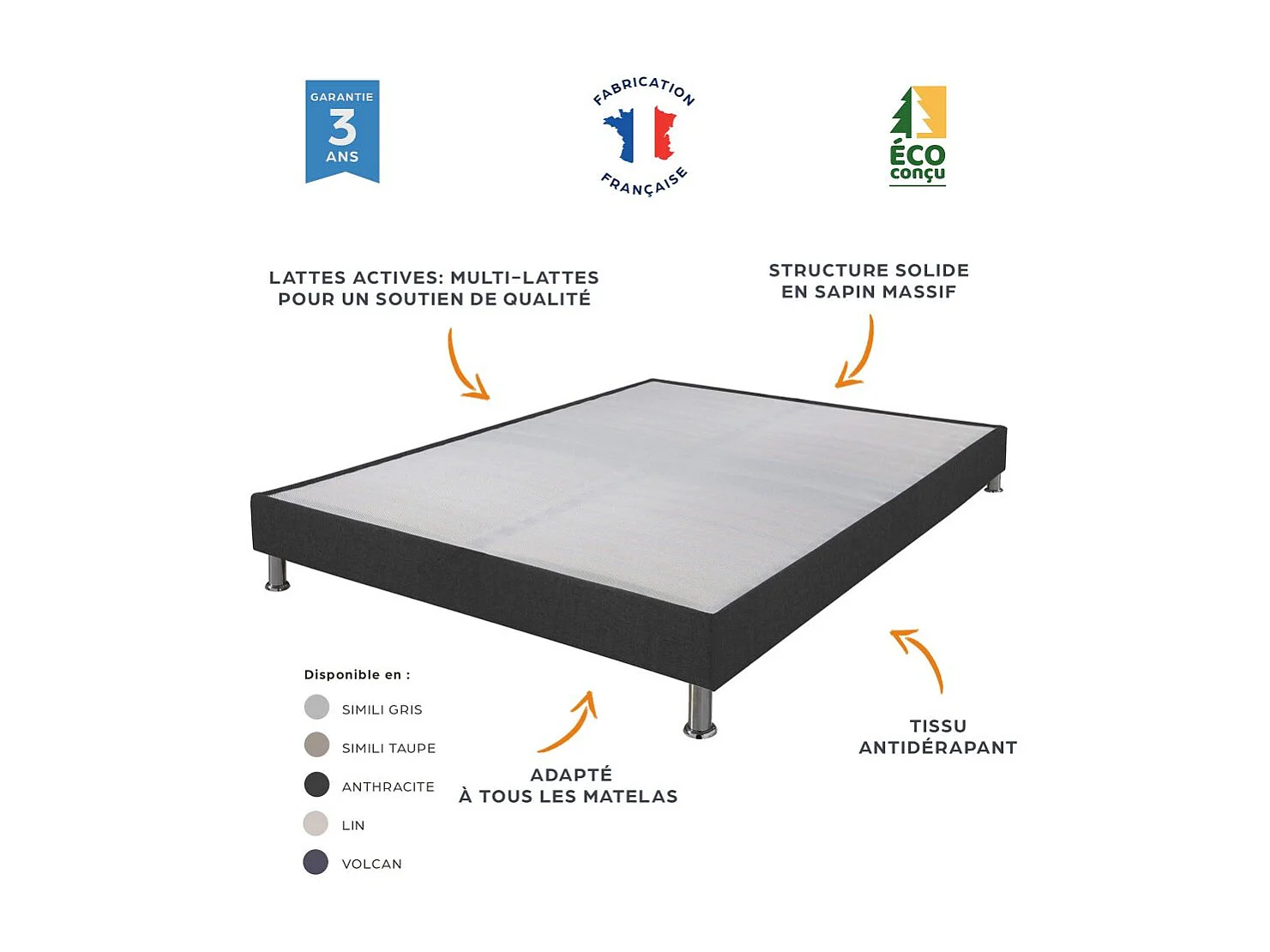 Matelas ressort + Sommier Omega Volcan 2x90x190 Record - H. 20 cm - Soutien ferme