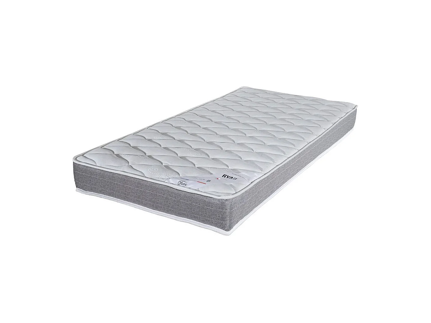 Matelas ressort + Sommier Gris clair 90x190 Ryad - Hauteur 20 cm - Soutien très ferme