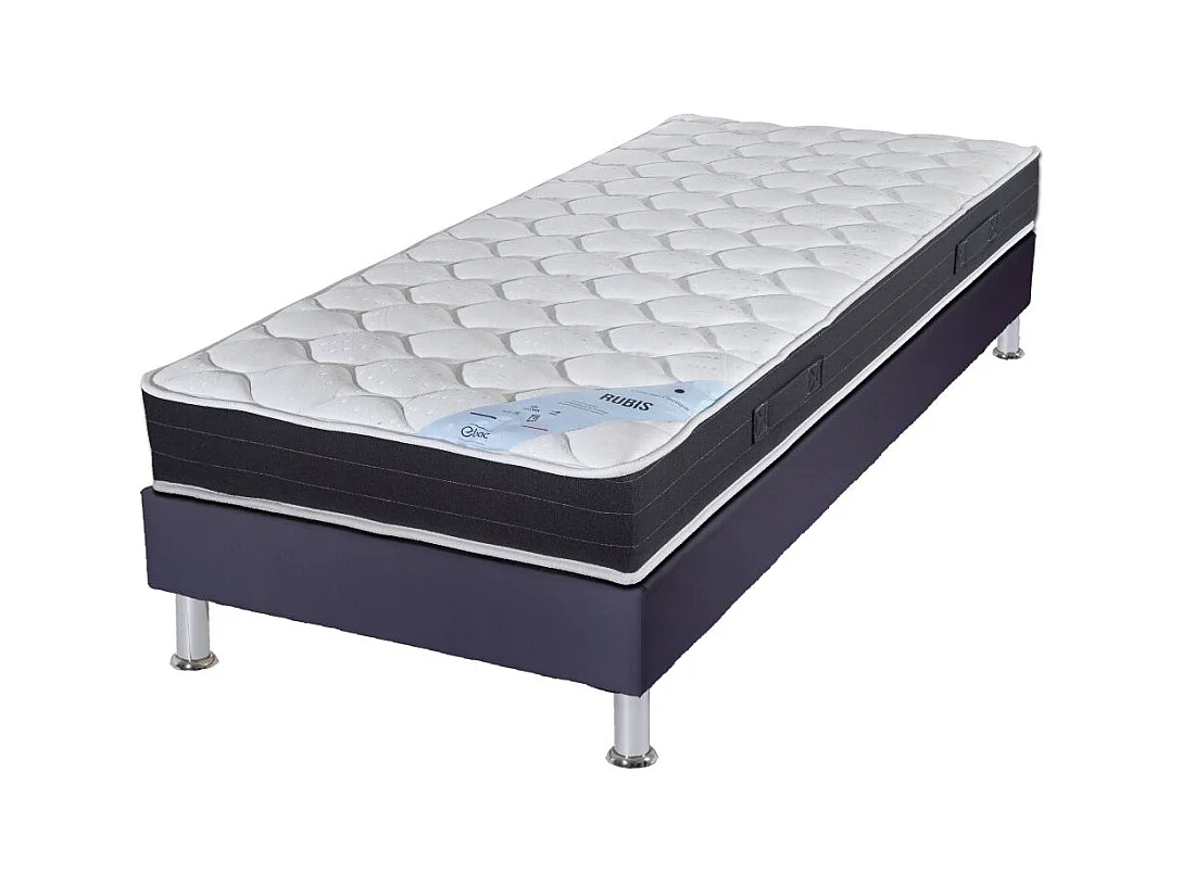 Matelas ressort + Sommier Omega Volcan 90x200 Rubis - H. 21 cm - Soutien très ferme