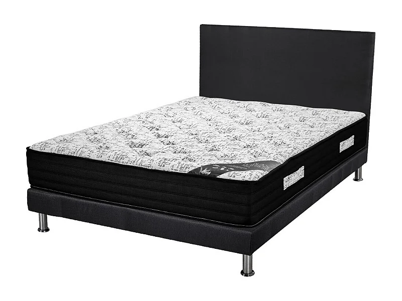 Matelas+Sommier+Tete SR9 Deco 140x190 Black Mattress - H. 25 cm - Soutien équilibré