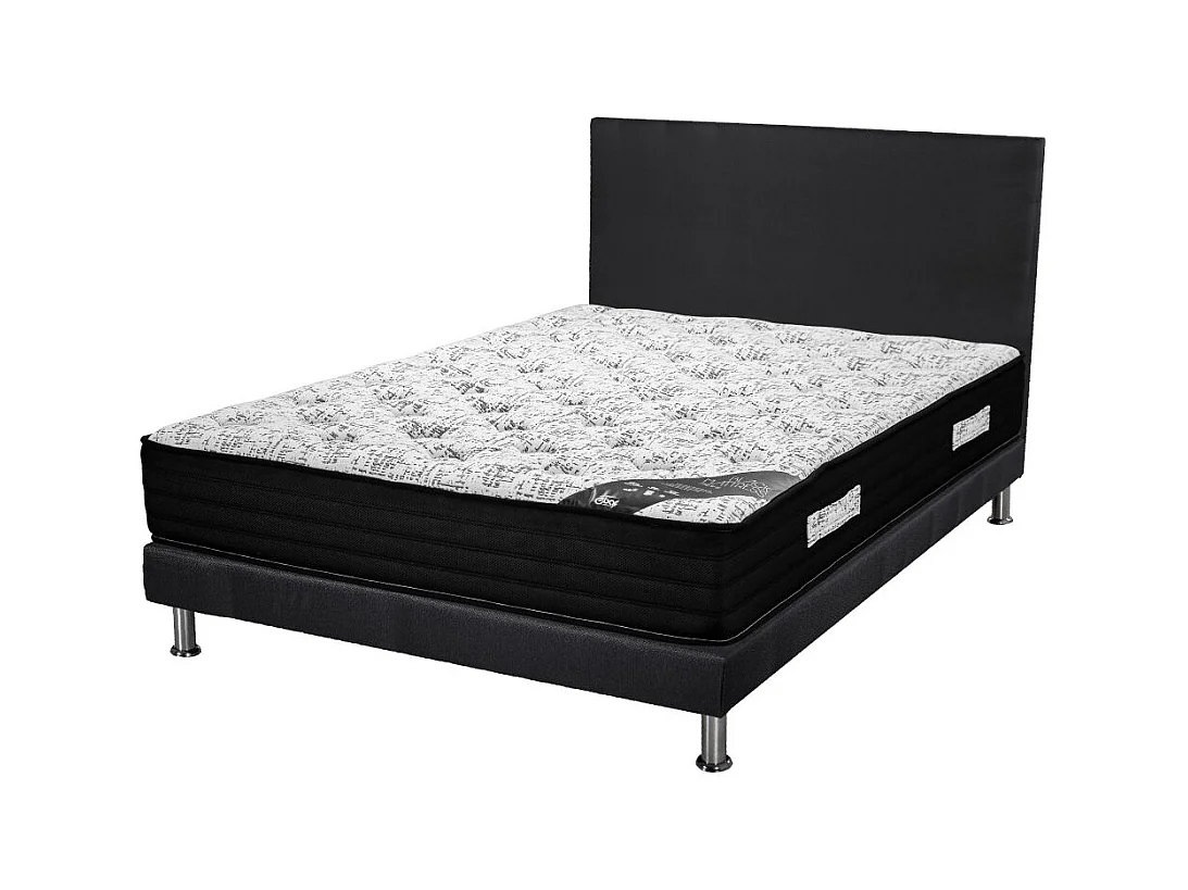 Matelas+Sommier+Tete SR9 Deco 140x190 Black Mattress - H. 25 cm - Soutien équilibré