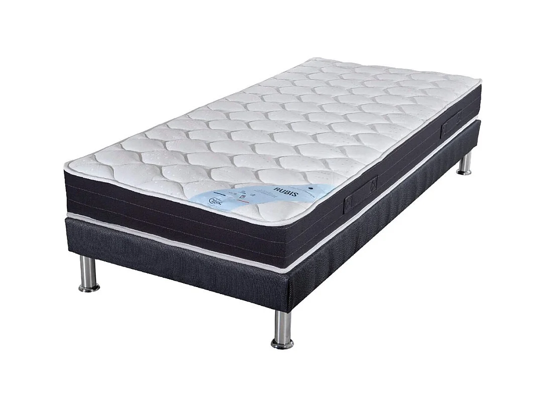 Matelas ressort + Sommier SR9 Deco 80x200 Rubis - Hauteur 21 cm - Soutien très ferme