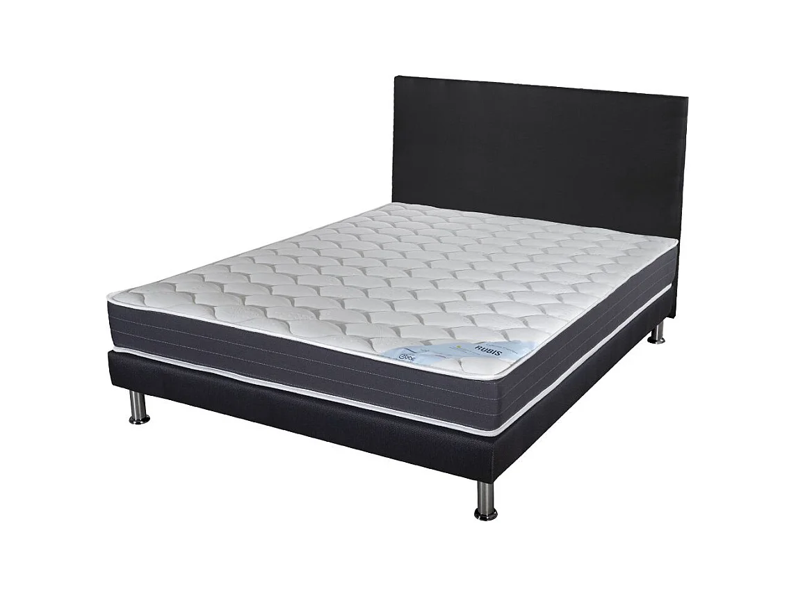 Matelas + Sommier + Tete SR9 Deco 140x190 Rubis - H. 21 cm - Soutien très ferme