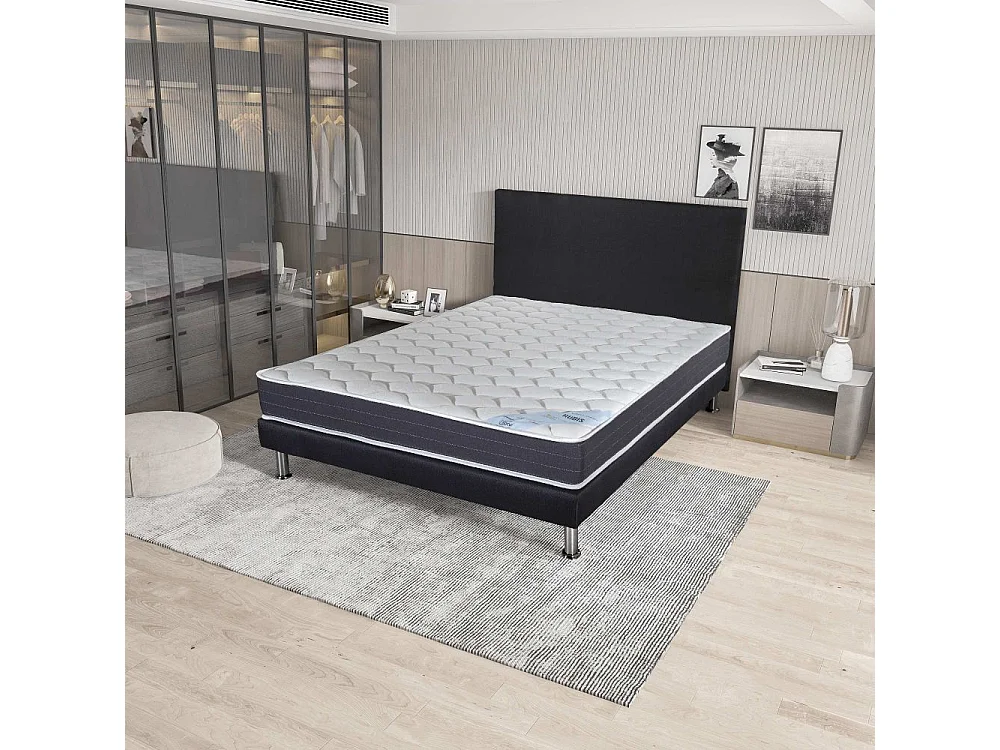 Matelas + Sommier + Tete SR9 Deco 140x190 Rubis - H. 21 cm - Soutien très ferme