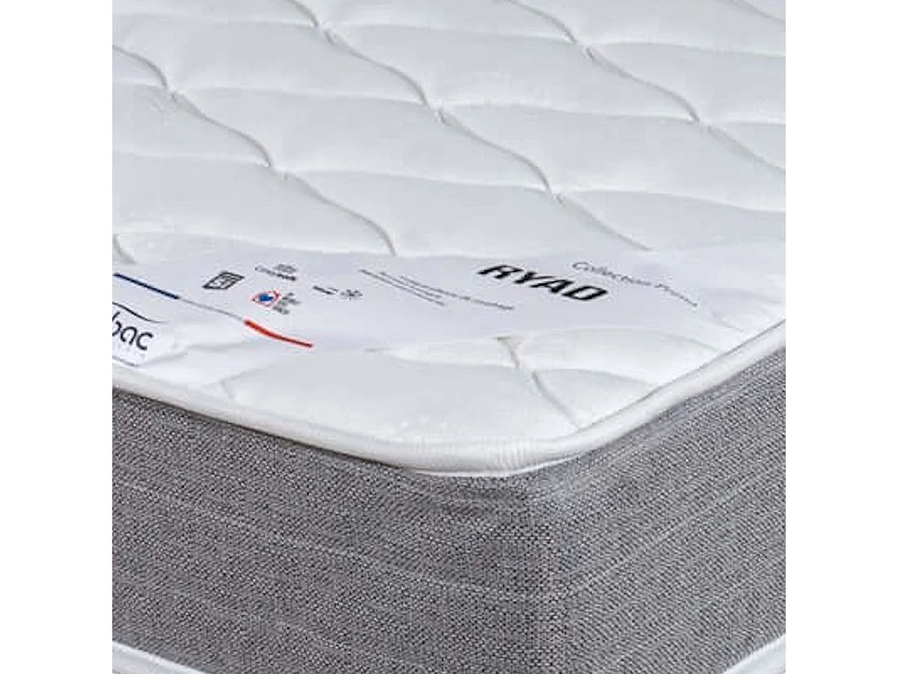 Matelas ressort + Sommier Gris clair 160x200 Ryad - Hauteur 20 cm - Soutien très ferme