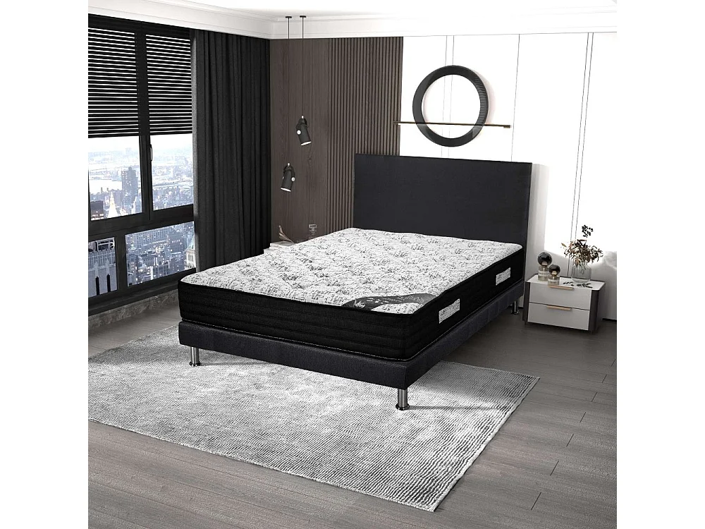 Matelas+Sommier+Tete SR9 Deco 160x200 Black Mattress - H. 25 cm - Soutien équilibré