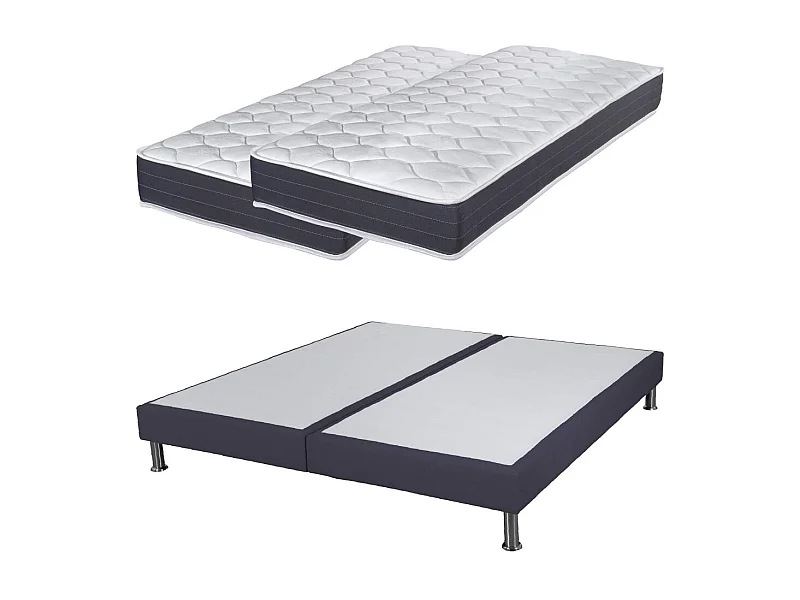 Matelas ressort + Sommier SR15 Volcan 2x90x190 Record - H. 20 cm - Soutien ferme